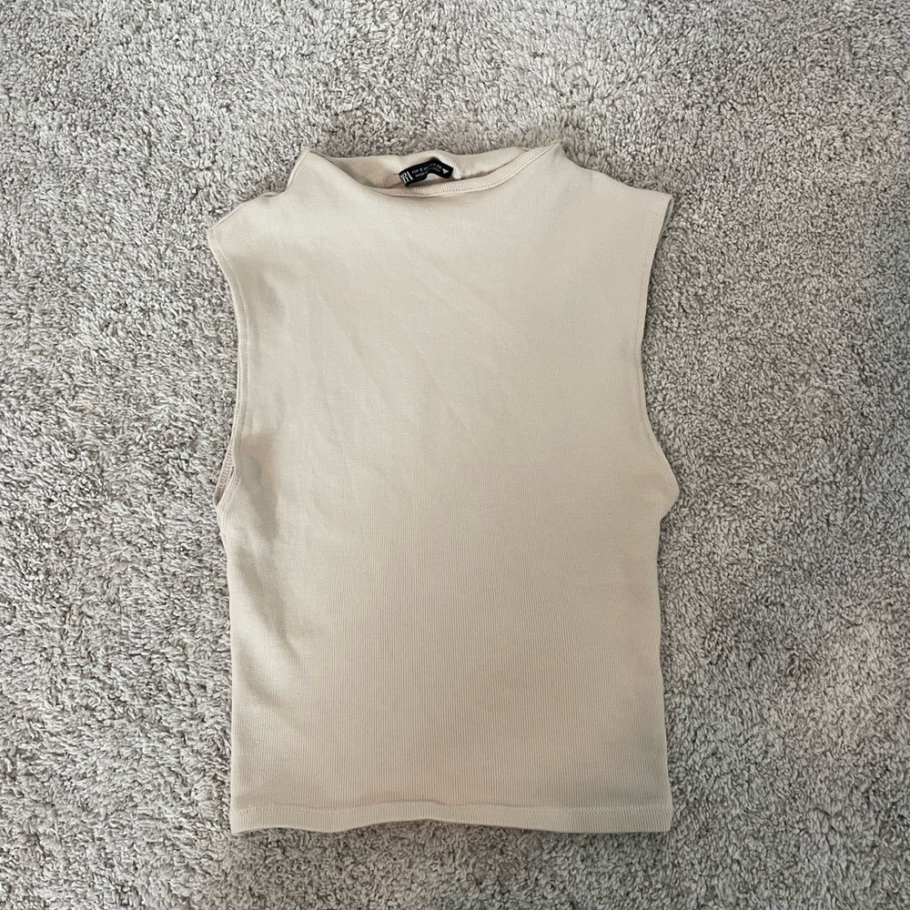 Zara Cream mock neck top